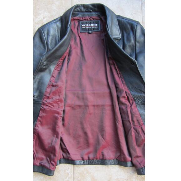 WILSONS Single-Breasted Black Leather Jacket Dakota Johnson Style - Picture 5 of 8